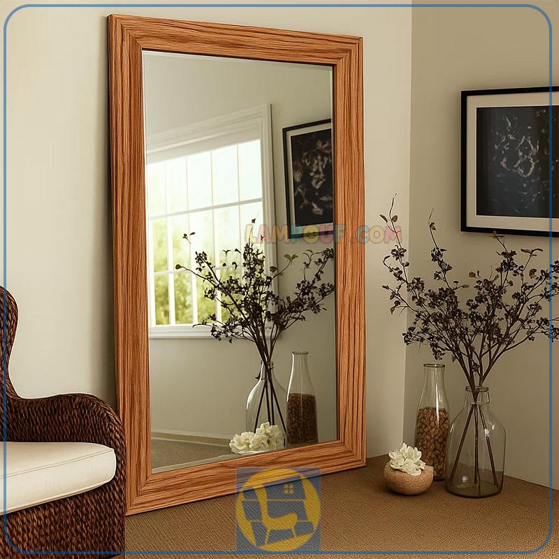 SMJ204-1 آینه ایستاده قدی 100*200 مدل SMJ204 با صورت قابدار از جنس MDF که به صورت تکیه به دیوار و دکوری میتواند در اتاق خواب و پذیرایی استفاده شود.