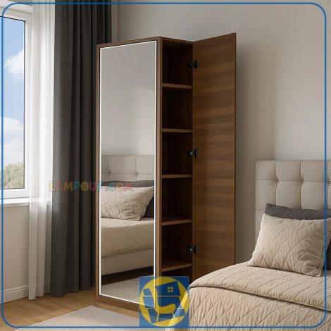 آینه ایستاده قدی SMJ287 قفسه دار که میتواند به عنوان یک جاکفشی در داخل اتاق خواب و یا حتی پذیرایی به صورت دکوراتیو مورد استفاده قرار بگیرد.