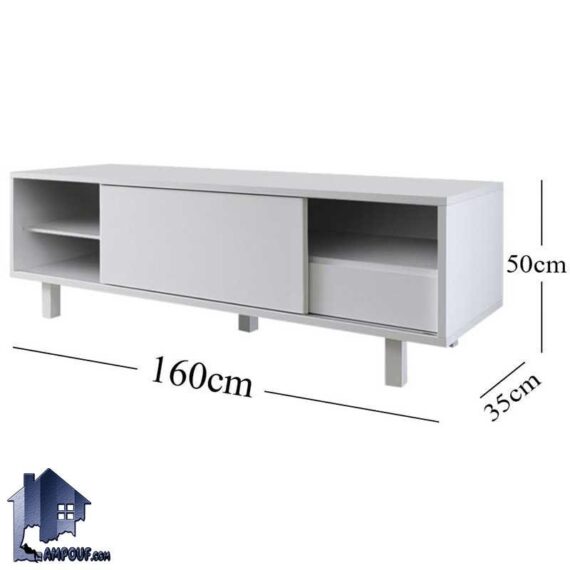 میز تلویزیون LCD مدل TTJ27 دارای ساختاری به صورت کلاسیک و دارای در کشویی و به صورت کشویی و ویترین دار و قفسه دار که از MDF ساخته شده است