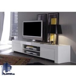 میز تلویزیون LCD مدل TTJ30 از جنس MDF که به صورت درب دار و قفسه دار ویترینی که با رنگ های متنوع به صورت دیواری و زمینی ساخته می‌شود