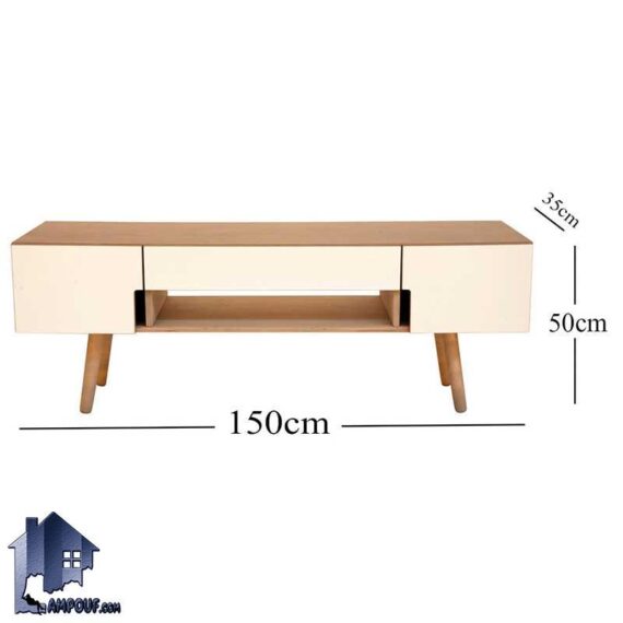 میز تلویزیون LCD مدل TTJ40 با طراحی زیبا و دارای جنس MDF که دارای درب و ویترینی و همچنین پایه چوبی می‌باشد. و به صورت کلاسیک و متفاوت طراحی شده است