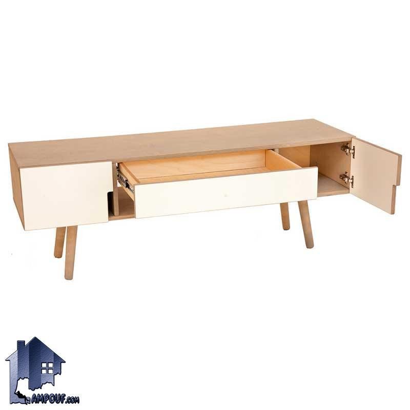 میز تلویزیون LCD مدل TTJ40 با طراحی زیبا و دارای جنس MDF که دارای درب و ویترینی و همچنین پایه چوبی میباشد. و به صورت کلاسیک و متفاوت طراحی شده است