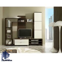 میز تلویزیون LCD مدل TTJ41 که به صورت ساده و ویترینی و ایستاده و دارای کشو و قفسه و درب و از جنس MDF با رنگ های متنوع ساخته میشود