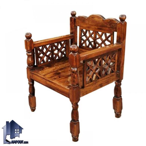 صندلی چوبی سنتی 60*60 مدل TrK255 که مناسب برای سفره خانه و قهوه خانه و رستوران و مسجد و حسینه و هیئت ها به صورت سنتی و خراطی شده ساخته می‌شود