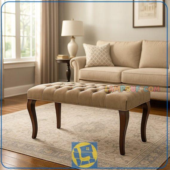 نیمکت BA101 که به عنوان صندلی دو نفره با نشیمن پارچه ای و چرمی و لمسه شده در کنار میز نهارخوری بوده که دارای پایه های سم آهویی چوبی با رنگ های متنوع می‌باشد.