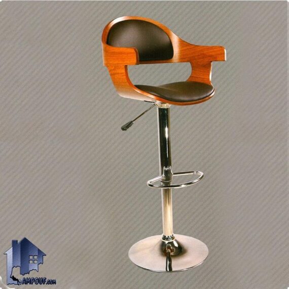 صندلی کانتر و اپن BSO2136 با نشیمن از MDF که به صورت جکدار ساخته شده و برای میز بار آشپزخانه رستوران کافی شاپ و فست فود مورد استفاده قرار می‌گیرد.