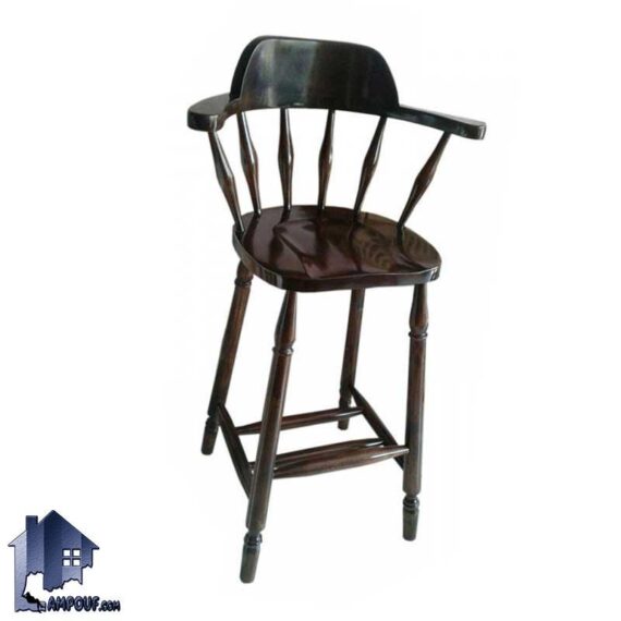 صندلی اپن و بار BSQ113 که به صورت خراطی شده و از جنس چوبی و برای میز آشپزخانه و کافی شاپ و رستوران و فست فود ساخته شده است.
