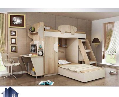 تخت خواب دو طبقه TBJ9 مخصوص کودک و نوجوان و بزرگسال که به صورت کمجا و سرویس خواب کامل می‌باشد.