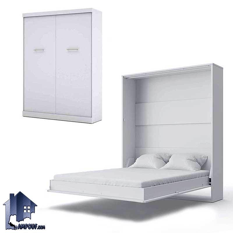 تخت کم جا CBJ200 که به عنوان یک تخت خواب دو نفره دیواری و کمجا و تاشو برای اتاق خواب های با ابعاد کم و از جنس بدنه چوب مصنوعی و رنگ های متنوع ساخته شده است.