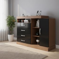 دراور و کنسول DJ310 و یا میز آرایش ویترینی و کشو دار و همچنین درب دار که از جنس MDF با طراحی بی نظیر برای اتاق خواب و سالن پذیرایی ساخته شده است.