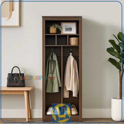 کمد جالباسی LHJ171 قفسه دار و طبقه دار و دارای رگال لباس که از جنس MDF و با طراحی به صورت کمد دیواری ساخته شده است که رنگ های متنوع دارد.