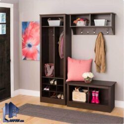 جاکفشی و جالباسی ایستاده SHJ144 که دارای طراحی کاملا به صورت قفسه ای و شلف که دارای طبقاتی برای قرار دادن کفش و همچنین رگال آویز لباس میباشد.