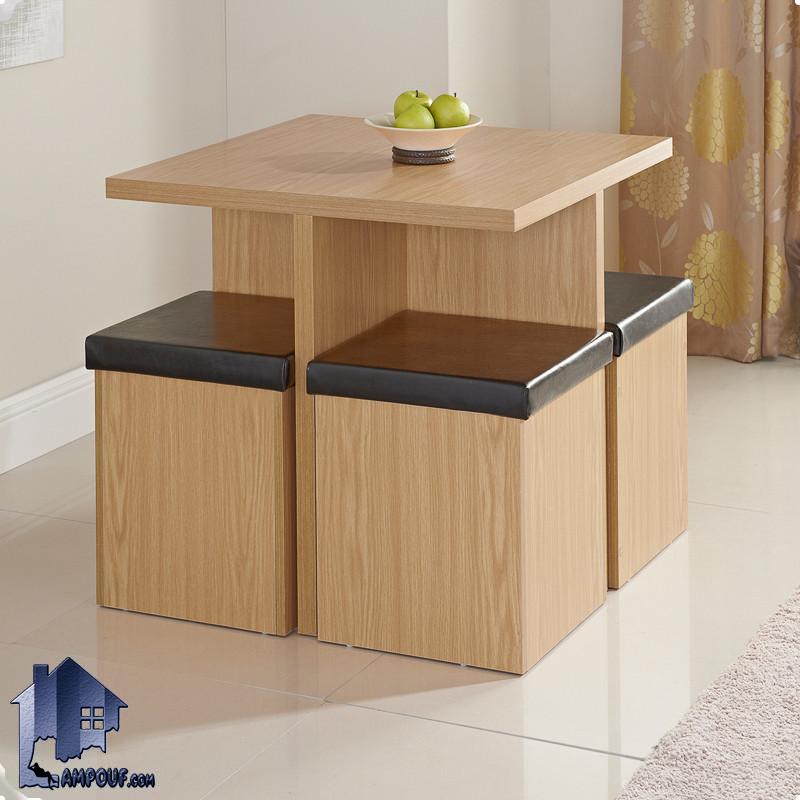 ست میز نهارخوری کمجا DTJ8 با صندلی باکس دار و به صورت یک ناهار خوری کم جا که می‌تواند در داخل آشپزخانه و رستوران و کافی شاپ به عنوان میز غذاخوری استفاده شود