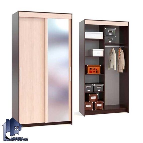 کمد جالباسی LHJ289 با درب های کشویی و آینه دار که به صورت قفسه دار و دارای میله رگال برای آویز لباس بوده و در داخل اتاق خواب و یا محیط کار استفاده می‌شود.