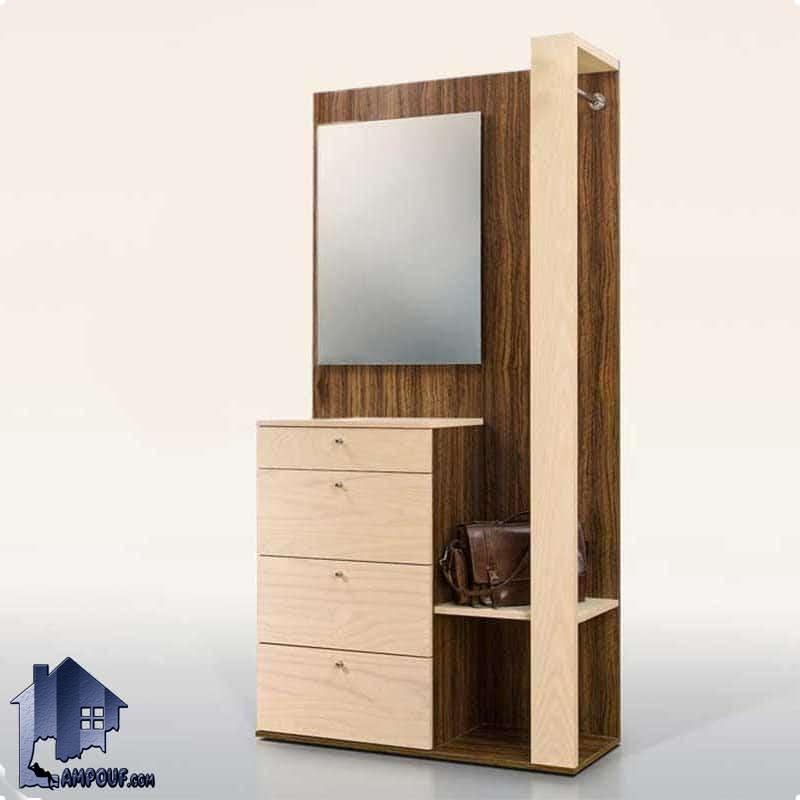 جاکفشی و جالباسی SHJ251 دارای طراحی به صورت کشو دار و قفسه دار و آینه دار به صورت ویترینی به عنوان استند لباس در ورودی منزل یا اتاق خواب استفاده می‌شود.