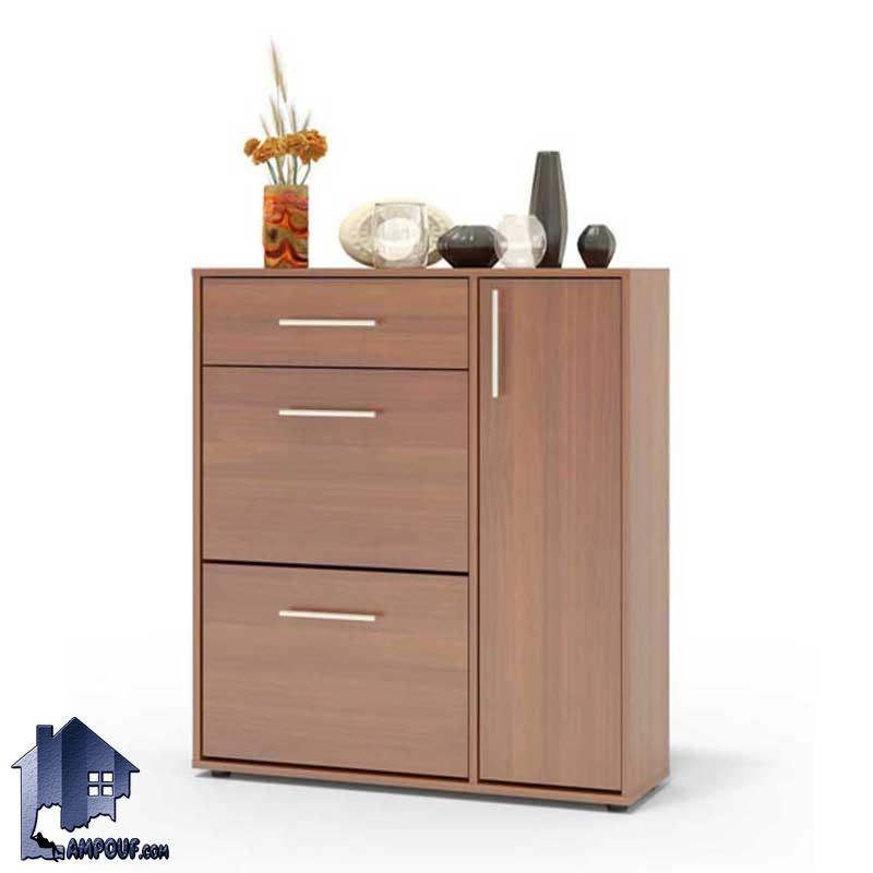 جاکفشی SHJ281 کشو دار و دارای درب داشبردی و جکدار که مجهز به لولای آرامبند بوده و برای قسمت ورودی منزل و همچنین در داخل اتاق خواب مورد استفاده قرار میگیرد.