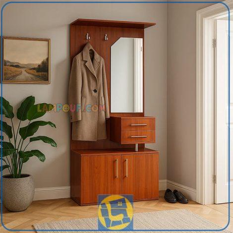 جاکفشی و جالباسی SHJ264 با طراحی به صورت ایستاده و یک کمد کشو دار و درب دار و آینه دار بوده و دارای رگال آویز لباس میباشد و در قسمت ورودی منزل قرار می‌گیرد.