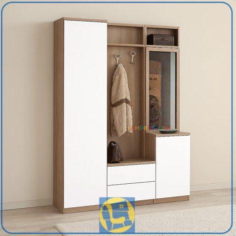 جاکفشی و جالباسی SHJ293 ایستاده که به صورت یک کمد کشو دار و آینه دار طراحی شده و می‌تواند در ورودی منزل و یا در داخل اتاق خواب مورد استفاده قرار بگیرد.