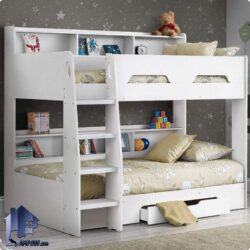 تخت خواب دو طبقه TBJ6 با طراحی کمجا و به صورت کشو دار و ویترین دار و قفسه دار برای اتاق های کودک و نوجوان طراحی شده و می‌تواند تختخواب راحتی را فراهم آورد.