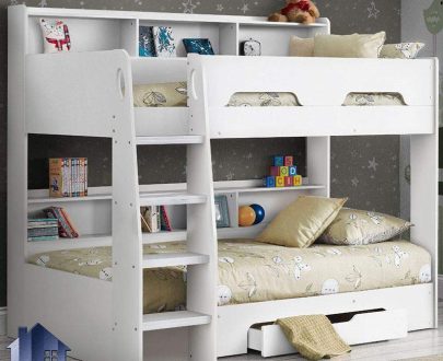 تخت خواب دو طبقه TBJ6 با طراحی کمجا و به صورت کشو دار و ویترین دار و قفسه دار برای اتاق های کودک و نوجوان طراحی شده و می‌تواند تختخواب راحتی را فراهم آورد.