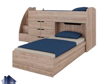 تخت خواب دو طبقه TBJ8 که دارای طراحی به صورت ال شکل و کم جا که به صورت دراور دار و کشو دار ساخته شده است و مناسب برای اتاق کودک و نوجوان می‌باشد.