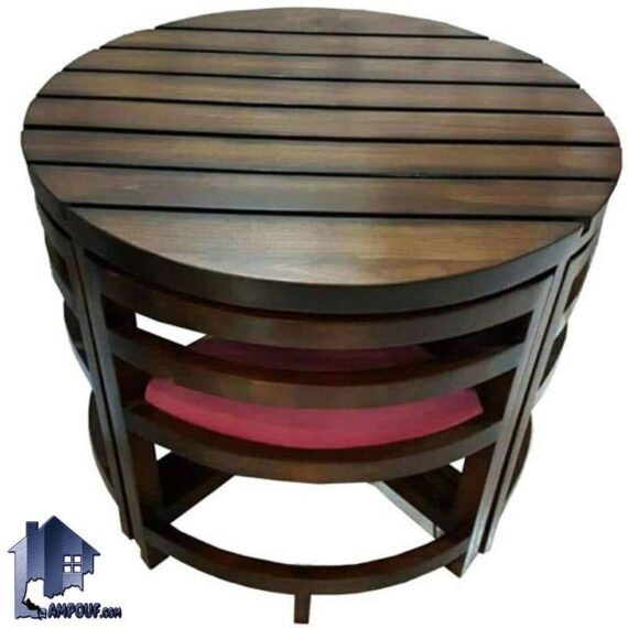 ست میز نهارخوری کمجا DTB2 که دارای ساختار کاملا چوبی و با صفحه گرد و چهار صندلی ناهار خوری کم جا بوده و برای رستوران و آشپزخانه و کافی شاپ مناسب می‌باشد.