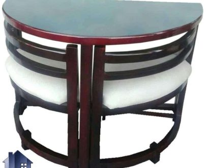 ست میز نهارخوری کمجا DTB5 که به صورت دو نفره با میز نیم دایره و دو عدد صندلی ناهار خوری به صورت کم جا طراحی شده که می‌تواند مناسب برای آشپزخانه و کافی شاپ باشد.