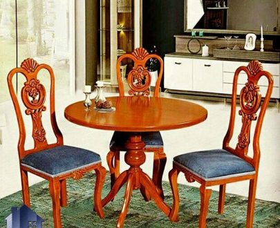ست میز و صندلی نهارخوری DTB37 یه صورت گرد و چوبی که به عنوان ناهار خوری و غذا خوری در آشپزخانه و پذیرایی و کافی شاپ و رستوران مورد استفاده قرار می‌گیرد.
