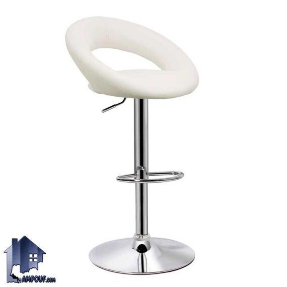 صندلی اپن و بار BSM201 دارای پایه فلزی استوانه ای و جکدار با نشیمن طرح لبخند که مناسب برای استفاده در آشپزخانه و کافی شاپ و رستوران های شیک می‌باشد.