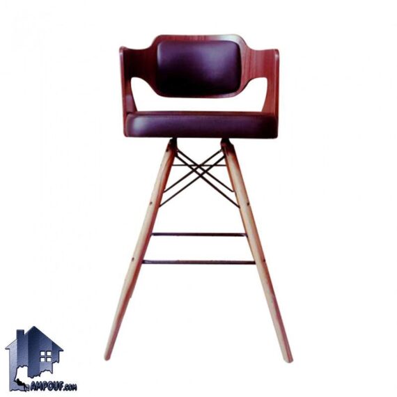 صندلی اپن و بار BSO2120B با پایه چوبی بلند و ثابت که در کنار میز های بار و کانتر و پیشخوان در آشپزخانه و کافی شاپ و رستوران مورد استفاده قرار می‌گیرد.