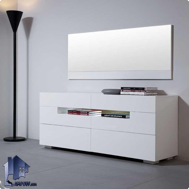 دراور DJ326 با طراحی به صورت شش کشو و ویترین دار که به عنوان یک میز آرایش با طراحی زیبا در داخل اتاق خواب و در کنار سرویس خواب مورد استفاده قرار می‌گیرد.