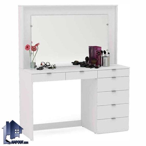 میز آرایش DJ331 به صورت آینه دار و کشو دار که با طراحی زیبا میتواند به عنوان یک میز توالت و کنسول در داخل اتاق خواب و در کنار سرویس خواب استفاده شود.