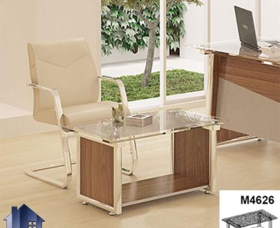جلومبلی راوند OfON4626 با صفحه شیشه ای که به عنوان میز پذیرایی در سالن های انتظار و اتاق کار و مدیریت در کنار دکور وتجهیزات اداری مورد استفاده قرار می‌گیرد.