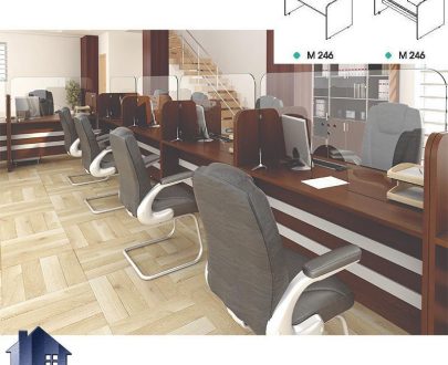 میز کانتر بانکی شیشه ای CoDN246 که به عنوان یک میز پیشخوان در دفاتر پیشخوان و بانک ها و اتاق و سالن کار در کنار دکور و تجهیزات اداری استفاده می‌شود.
