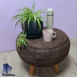 پاف حصیری PBAR100 دارای پایه های چوبی که به صورت یک صندلی و نیمکت یک نفره یا دکور در داخل پذیرایی منازل در کنار دکور خانگی و آتلیه های عکاسی استفاده میشود.