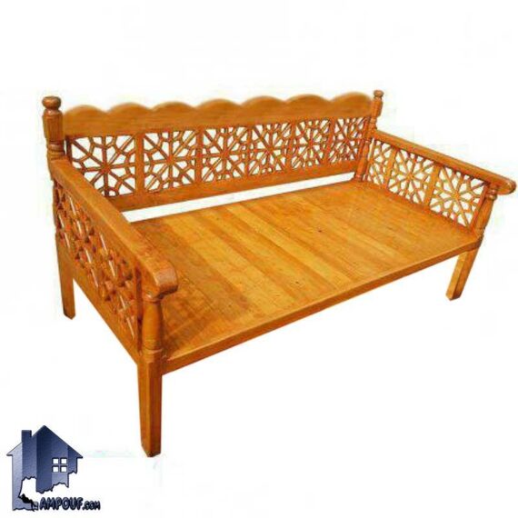 تخت سنتی سه نفره 160*60 مدل TRK100 که به عنوان یک تخت قهوه خانه ای چوبی در سفره خانه و ستوران و منازل و باغ و ویلا مورد استفاده قرار می‌گیرد.