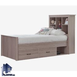 تخت خواب یک نفره SBJ106 که به عنوان باکس MDF و تختخواب قفسه دار و کشو دار می‌تواند در کنار دکور خانگی در کنار سرویس اتاق خواب مورد استفاده قرار می‌گیرد.