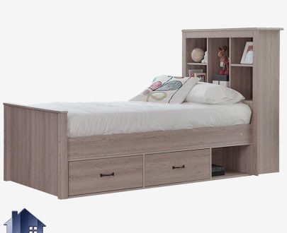 تخت خواب یک نفره SBJ106 که به عنوان باکس MDF و تختخواب قفسه دار و کشو دار می‌تواند در کنار دکور خانگی در کنار سرویس اتاق خواب مورد استفاده قرار می‌گیرد.