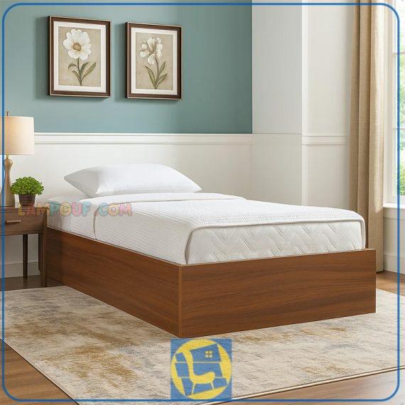 تخت خواب یک نفره SBJ112 که به عنوان باکس چوبی و تختخواب ساده یکنفره که در داخل اتاق خواب نوجوان و بزرگسال در داخل اتاق خواب و کنار دکور خانگی قرار می‌گیرد.