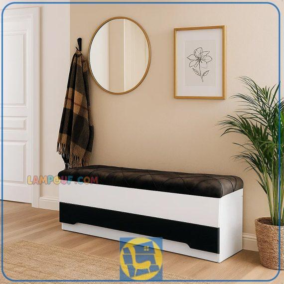 جاکفشی نیمکتدار SHJ311 با طراحی زیبا به عنوان پاف و نیمکت کشو دار و باکس دار در قسمت ورودی منزل و اتاق خواب و یا حتی به عنوان صندلی انتظار استفاده میشود.