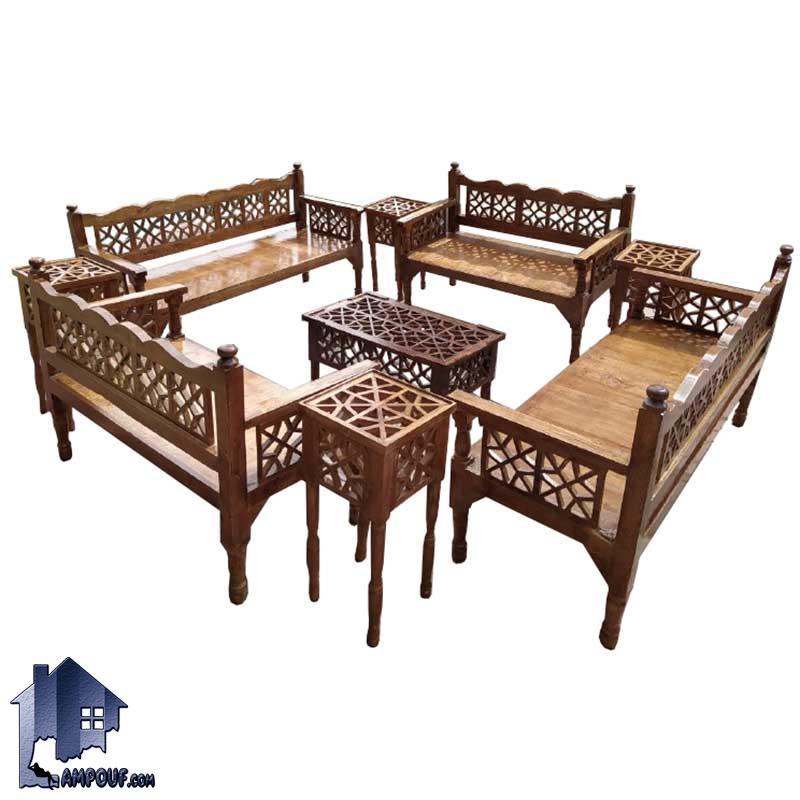 TRK114 مبل 10 نفره سنتی TRK114 ساخته شده به صورت چوبی که به عنوان تخت و مبلمان باغی و قهوه خانه ای در منازل و رستوران و سفره خانه سنتی و فضای باز استفاده میشود.