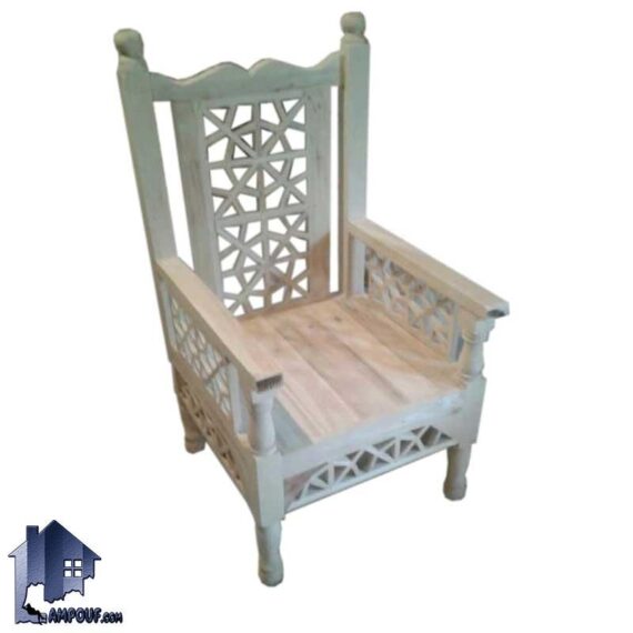 صندلی سنتی 60*60 مدل TRK115 که به عنوان تخت چوبی یک نفره از نوع قهوه خانه ای و باغی که برای منازل و فضای باز و رستوران و سفره خانه های سنتی استفاده می‌شود.