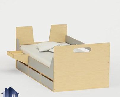 تخت خواب کودک و نوجوان CHJ113 به صورت کشو دار و دارای سه کشو میز مطالعه و تحریر که به عنوان تختخواب یک نفره در کنار سرویس اتاق خواب قابل استفاده می‌باشد