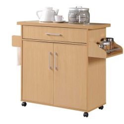 کابینت CSJ102 دارای دو درب و یک کشو به همراه قفسه و فضایی برای ادویه و میله آویز دستمال که به عنوان میز بار چرخ دار نیز در آشپزخانه و پذیرایی استفاده میشود.