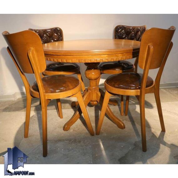 ست میز نهارخوری DTB54 که به عنوان یک ست کامل میز و صندلی چوبی غذا خوری و ناهار خوری در رستوران و کافی شاپ و آشپزخانه و پذیرایی مورد استفاده قرار می‌گیرد.