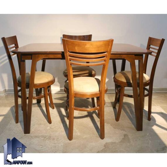 ست میز نهارخوری DTB60 دارای صندلی غذا خوری که به عنوان یک ست کامل ناهار خوری چوبی در رستوران و کافی شاپ و پذیرایی و آشپزخانه مورد استفاده قرار می‌گیرد.