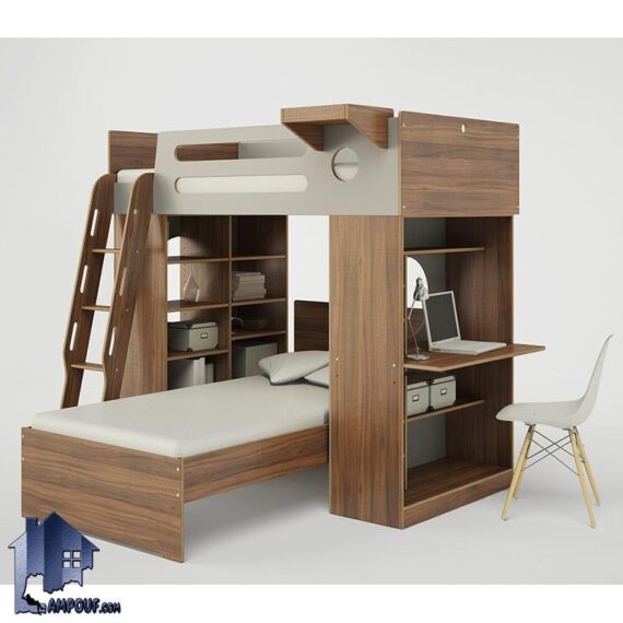 تخت خواب دو طبقه TBJ22 دارای تختخواب های یک نفره و میز تحریر و کتابخانه و قفسه که به عنوان تخت کمجا در کنار سرویس خواب در داخل اتاق خواب استفاده می‌شود.
