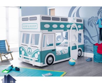 تخت خواب دو طبقه TBJ26 دارای طرح ماشین و اتوبوس که این تختخواب دوطبقه اتوبوسی می‌تواند در کنار سرویس خواب در اتاق خواب کودک و نوجوان مورد استفاده قرار بگیرد