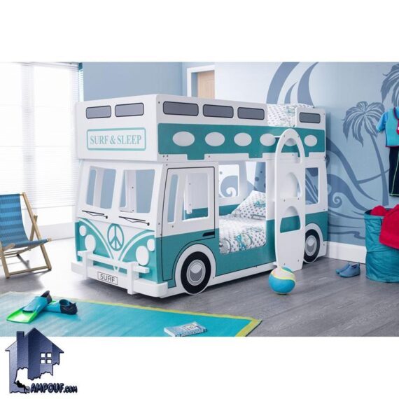 تخت خواب دو طبقه TBJ26 دارای طرح ماشین و اتوبوس که این تختخواب دوطبقه اتوبوسی می‌تواند در کنار سرویس خواب در اتاق خواب کودک و نوجوان مورد استفاده قرار بگیرد