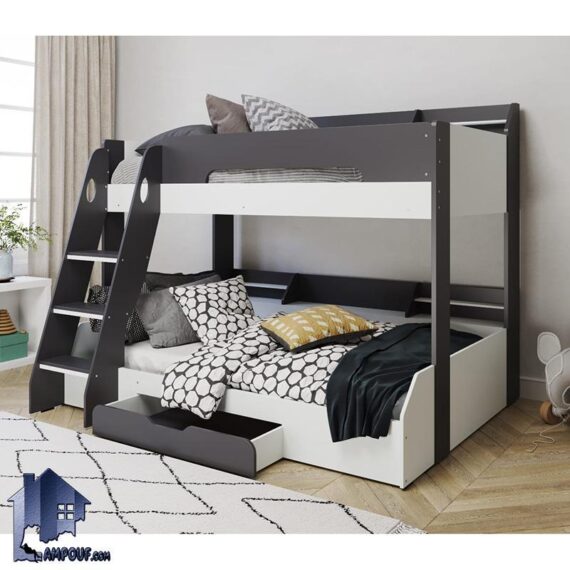 تخت خواب دو طبقه TBJ30 به صورت کشو دار با طراحی به صورت تختخواب دوطبقه کمجا بوده و مناسب برای استفاده در کنار سرویس خواب در اتاق کودک و نوجوان میباشد